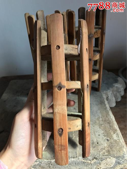 古董古玩收藏杂项近代绕线板绕线工具竹制品木梭纺织工具梭子